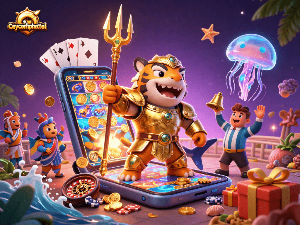 Players enjoy the thrill of caycanhphattai with a 3D underwater gaming scene bursting with action and excitement.