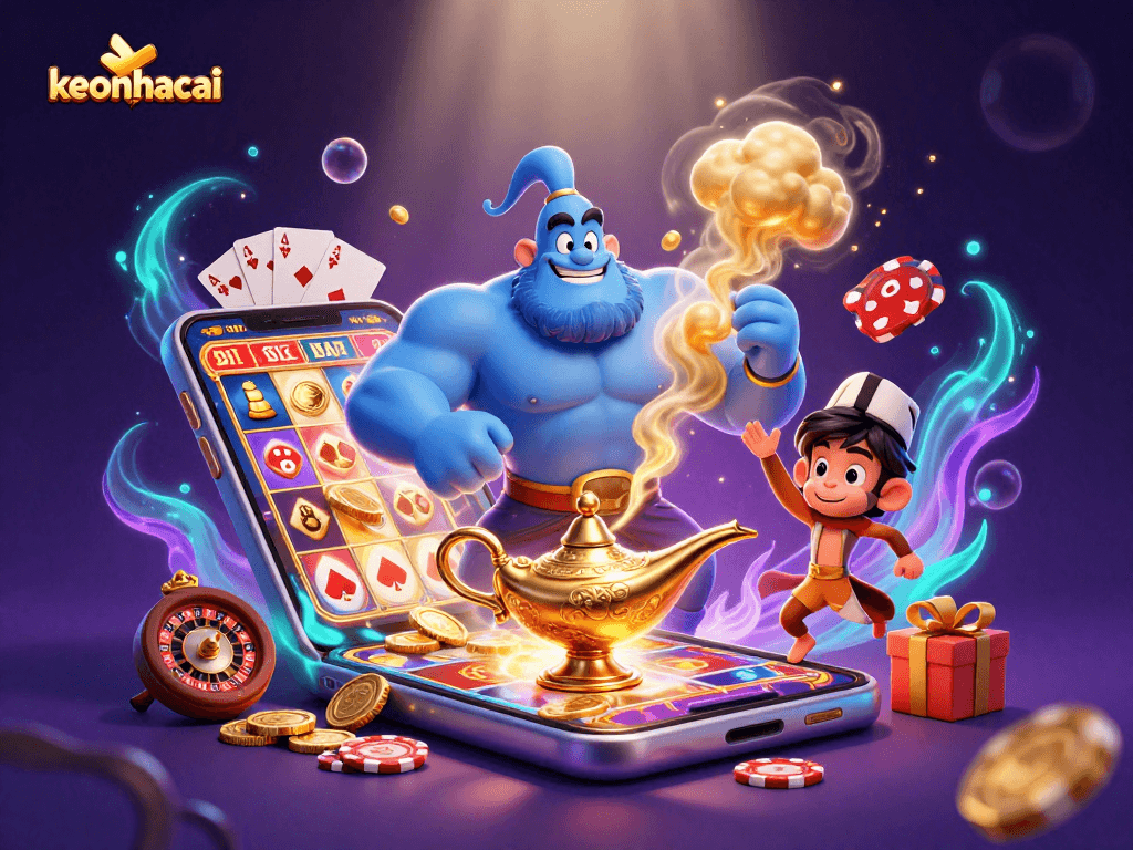 Engage with keonhacai's vibrant casino illustration showcasing RPG dynamics and enchanting characters.
