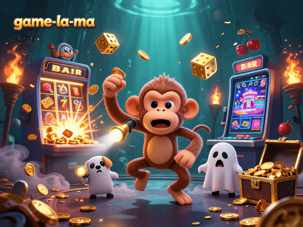 Engage in gaming excitement at game-la-ma with a lively haunted casino scene.