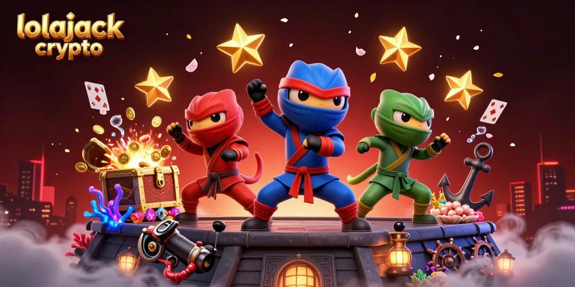 Experience thrilling gameplay with lolajack crypto as ninja chameleons battle on a rooftop filled with treasures.