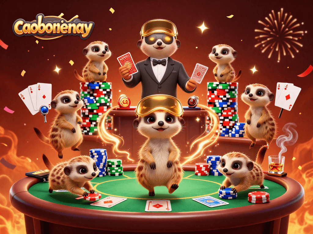 Experience the thrilling action in caoboimientay's vibrant casino scene featuring meerkats engaged in gaming excitement.