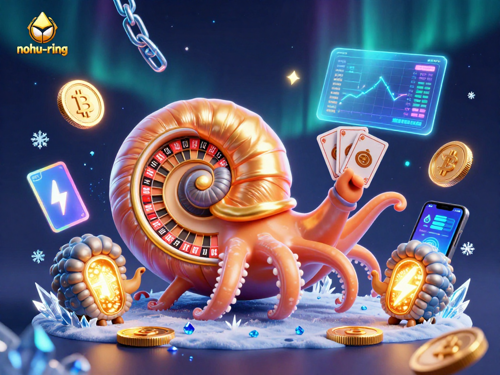 Experience thrilling gameplay in nohu-ring with a giant nautilus and glowing crypto elements.
