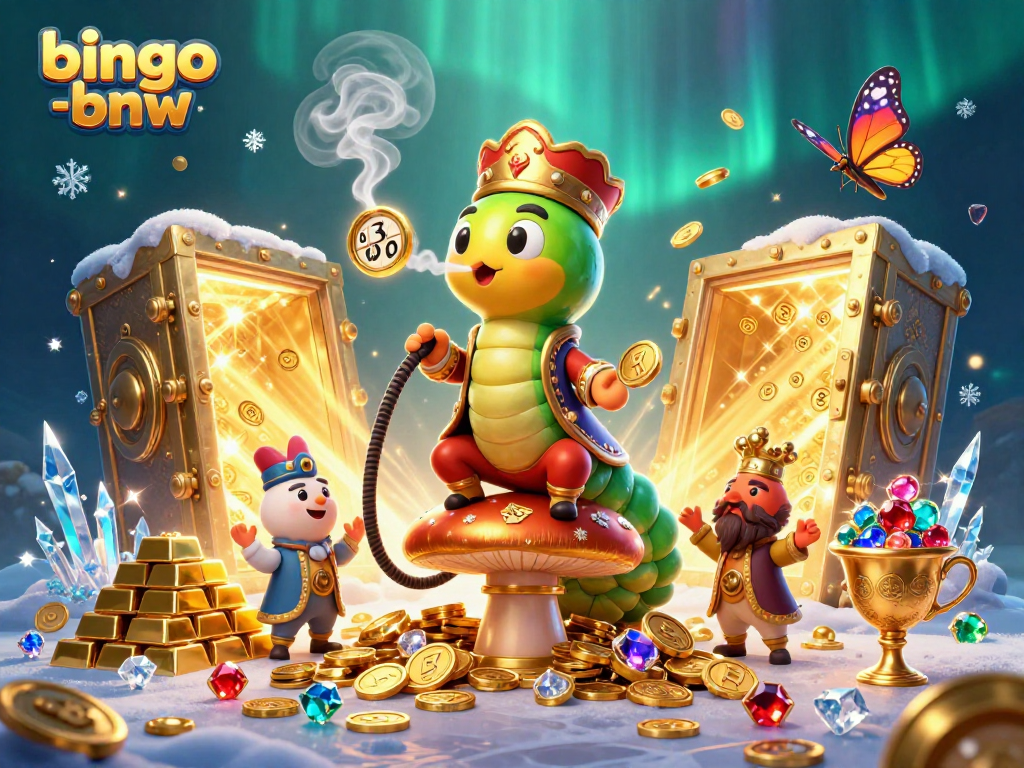 Bingo-bnw showcases an exhilarating bingo action with a colorful 3D scene of characters, jewels, and sparkling effects.