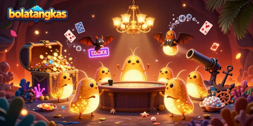 Experience the excitement of bolatangkas with glowworms lighting a vibrant casino scene.