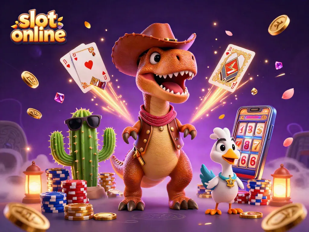 Spin the reels of slot online games with exciting characters, colorful chips, and animated coins.