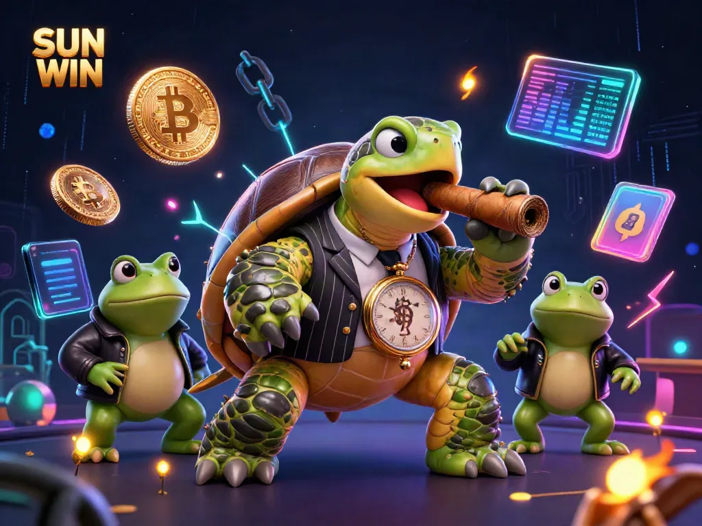 Experience excitement and thrill at SUN WIN with a vibrant 3D casino scene featuring iconic characters and gaming elements.