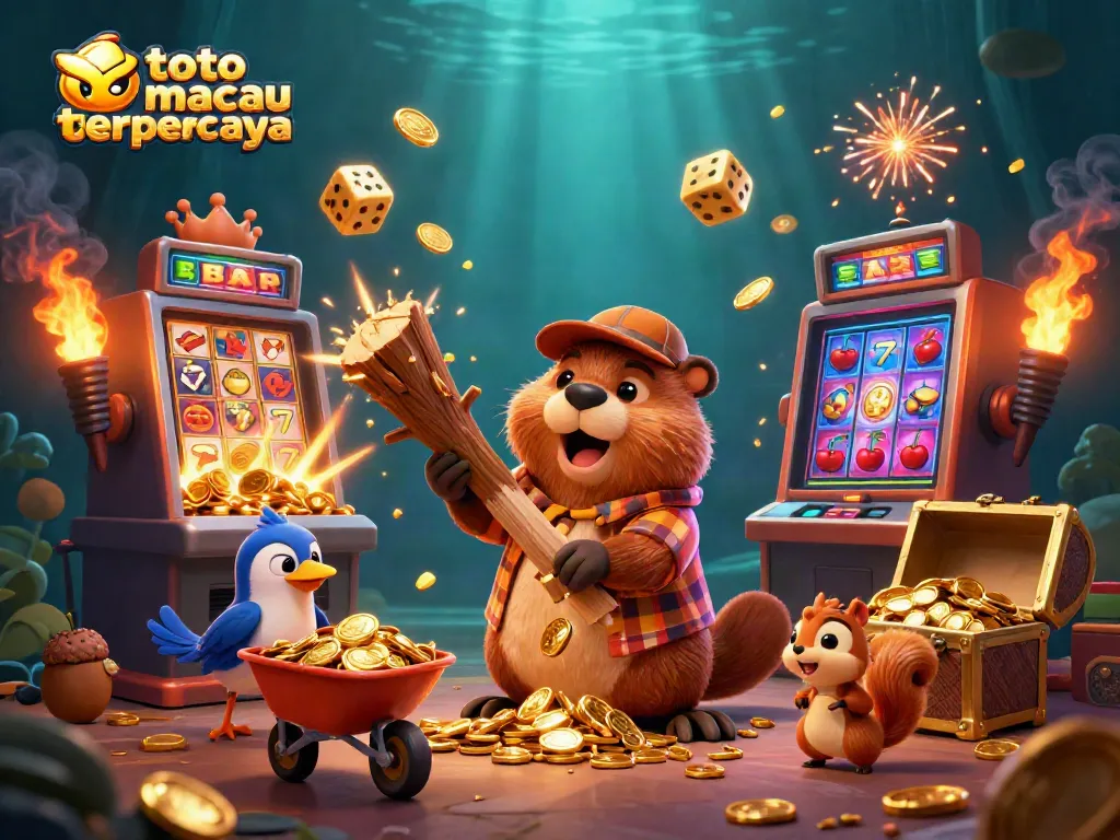 Menangkan jackpot dengan toto macau terpercaya, beaver dan teman-teman mengumpulkan koin dari slot yang meledak