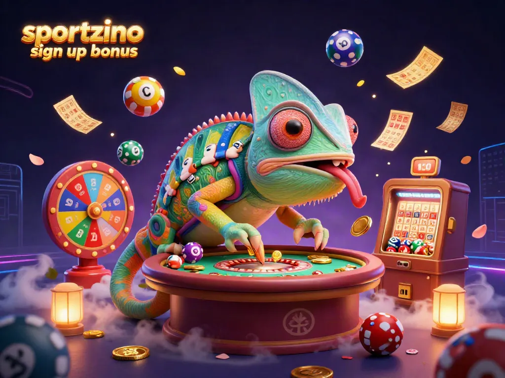 Engage with the sportzino sign up bonus to win exciting prizes in this vibrant casino illustration.