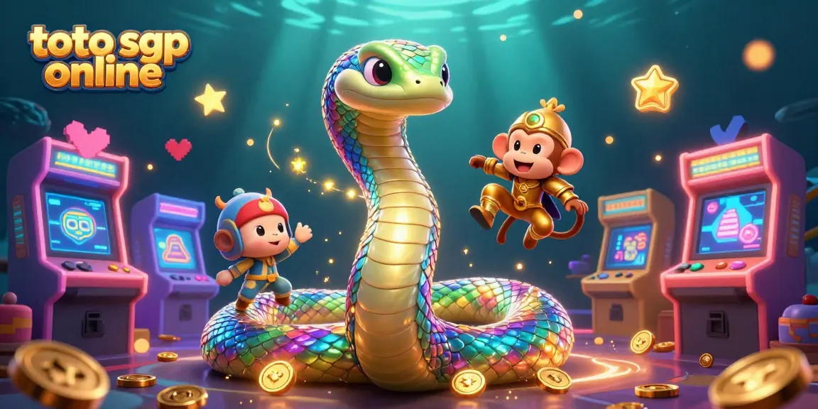 Bet on toto sgp online with vibrant 3D illustration showcasing colorful gaming elements and characters.