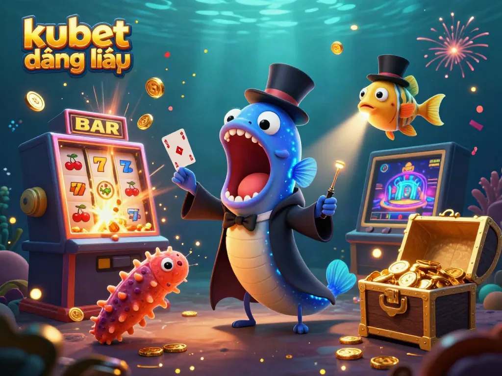 Experience thrilling kubet đăng nhập action with a giant eel magician, anglerfish spotlight, and dazzling casino elements.