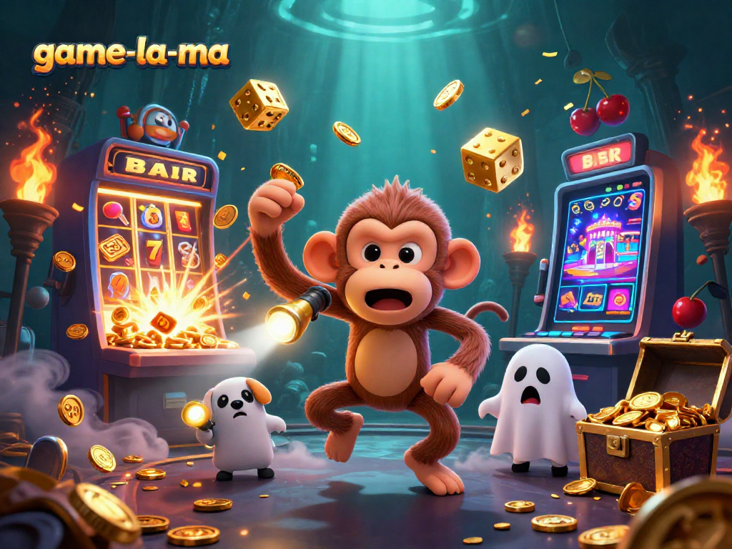 Engage in gaming excitement at game-la-ma with a lively haunted casino scene.