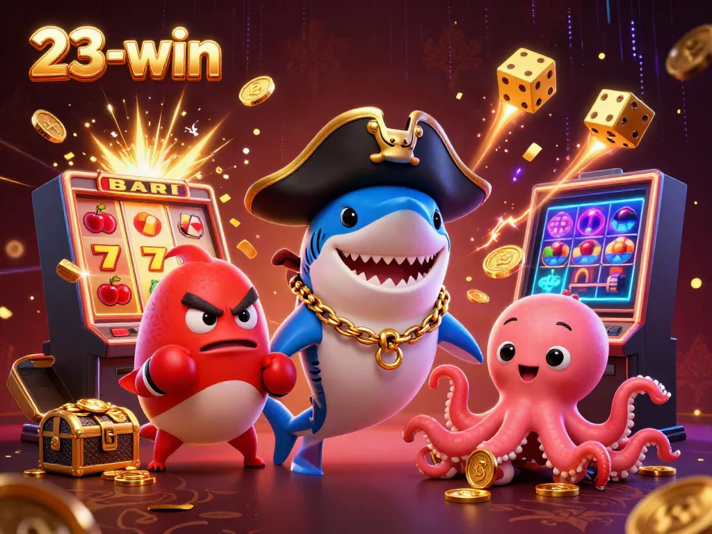 Engage in thrilling gameplay at 23-win with vibrant casino characters and jackpot action.