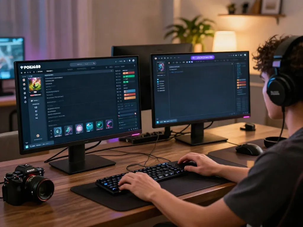 Player engaged with POKA88 platform showcasing online gambling interface in a modern gaming setup.