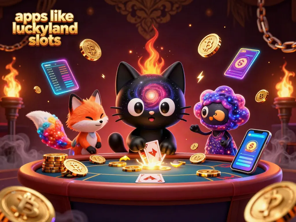 Engage with exciting games like LuckyLand Slots featuring colorful cosmic characters and vibrant casino elements.