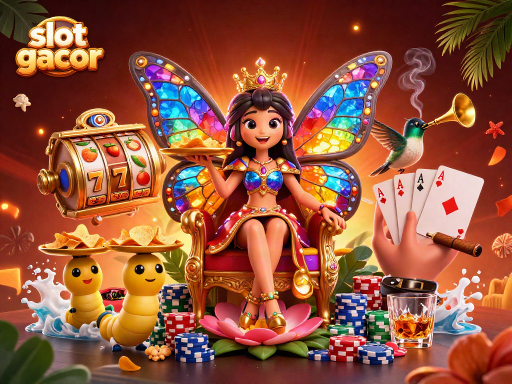 Slot gacor dengan ratu kupu-kupu dan simbol permainan yang menakjubkan.