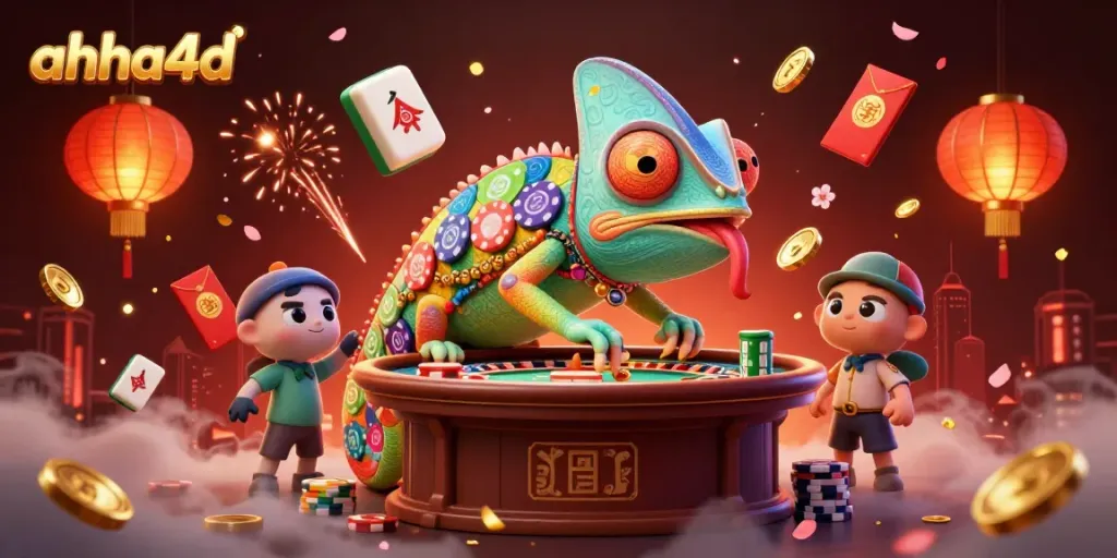 Experience immersive gaming at ahha4d with a vibrant chameleon casino scene.