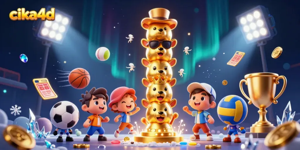 Cika4d showcases dynamic gaming excitement with colorful sports elements in this vibrant 3D illustration.