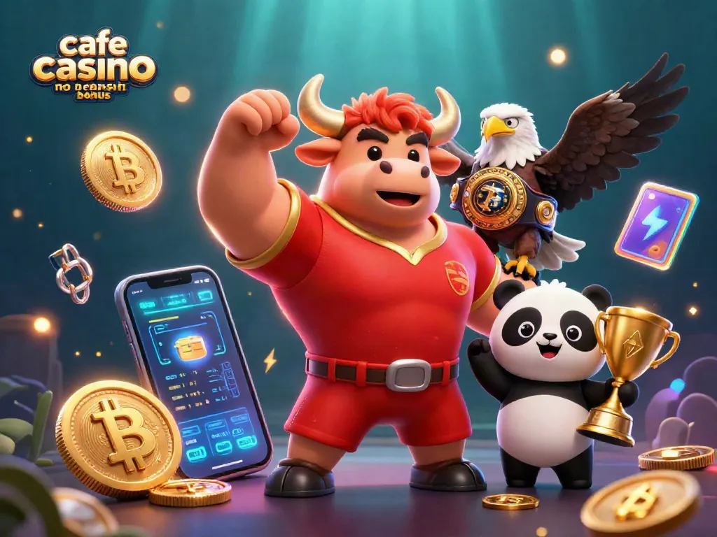 Secure your cafe casino no deposit bonus with engaging characters and vibrant digital elements.