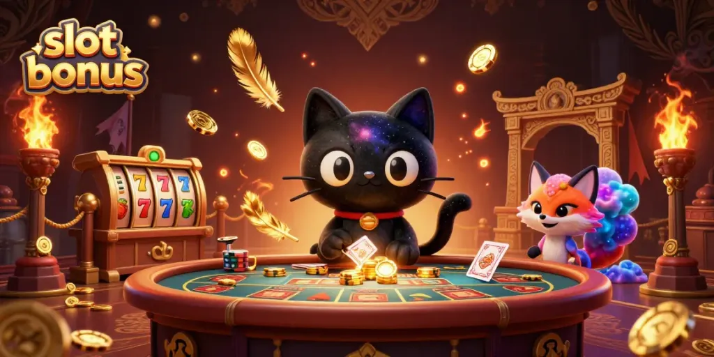 Experience a thrilling slot bonus game with captivating characters and cosmic elements.