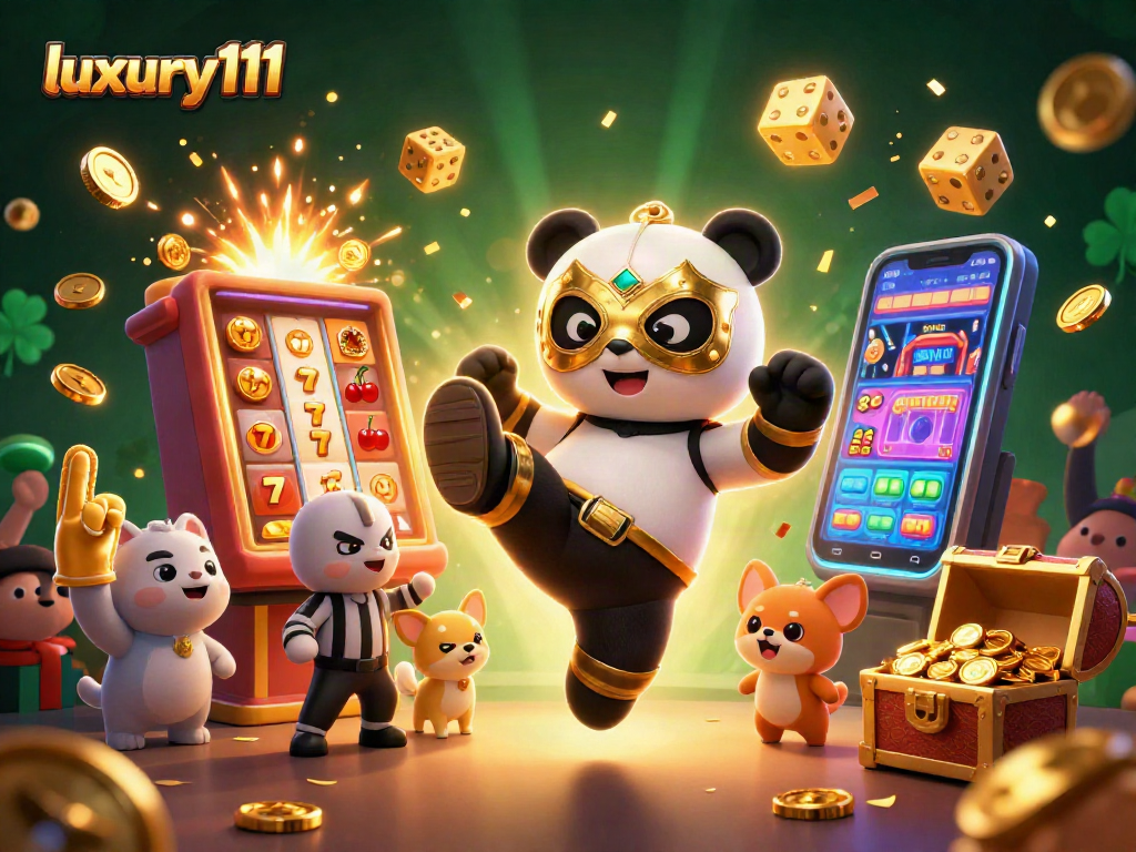 Experience exhilarating wins with luxury111 at a vibrant casino scene filled with animated fun.