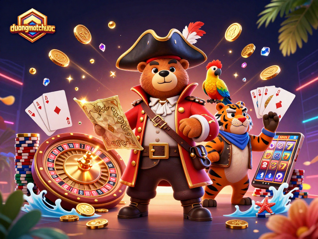 Experience the thrill of duongmatchuoc with animated characters engaging in vibrant casino action.
