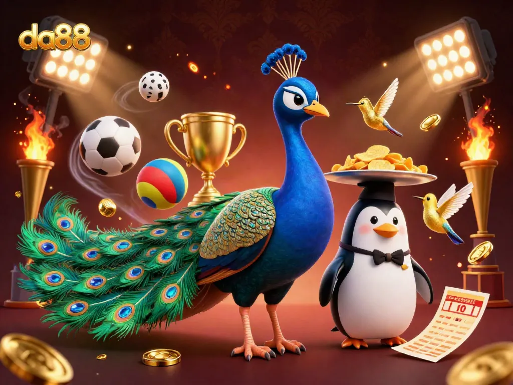 Place your bets with da88 in an exciting casino scene featuring vibrant characters and dynamic game elements.
