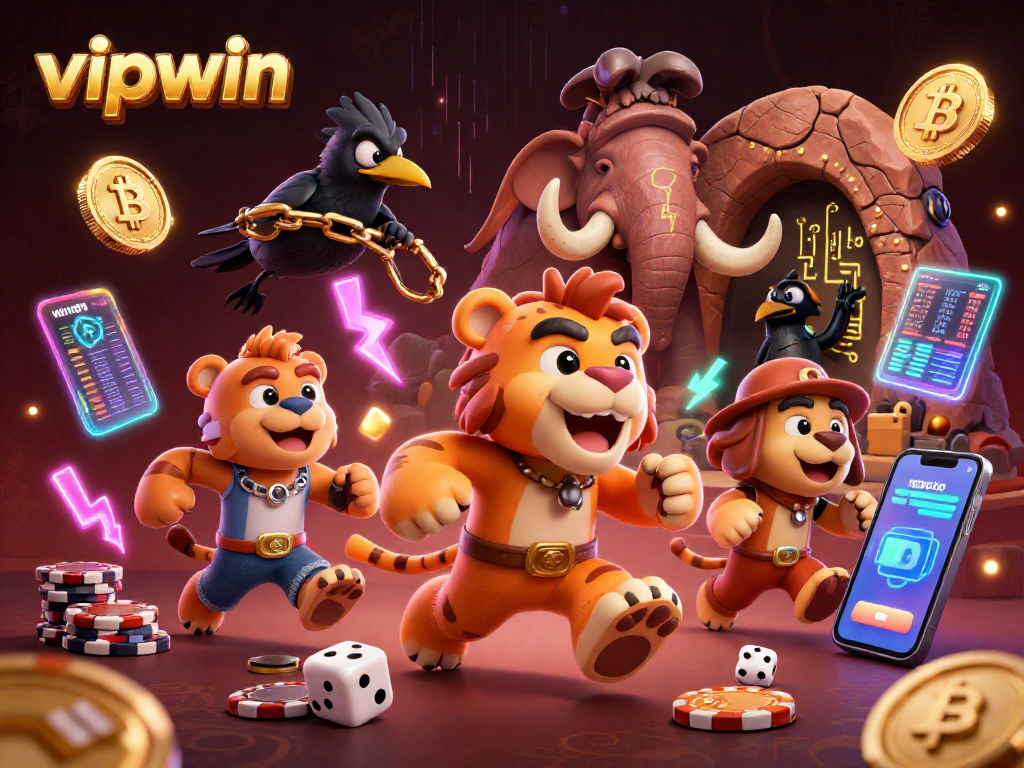 Experience exciting gaming at vipwin with unique 3D characters in a prehistoric casino.