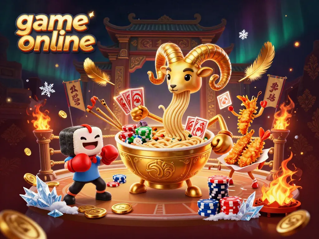 Engage in exciting game online activities depicted in a vivid casino scene with animated characters.