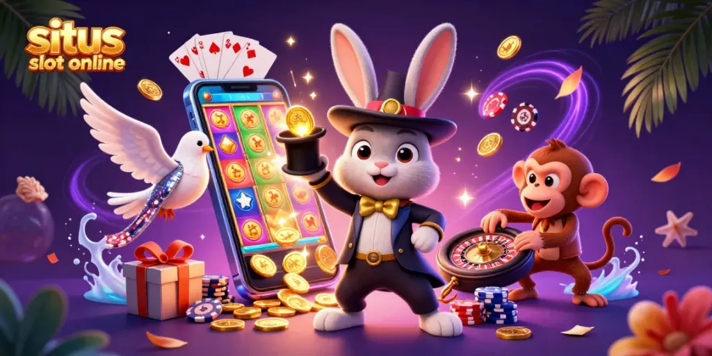 Menang dalam situs slot online dengan ilustrasi 3D memukau yang penuh dengan karakter dan elemen bermain.